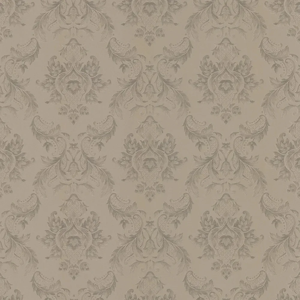 Wallpaper Monique Damask Taupe Satin